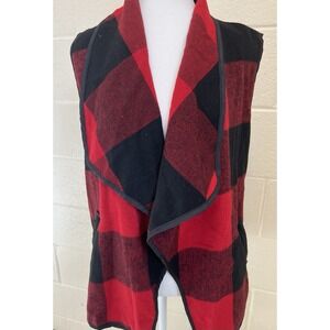 Red And Black Buffalo Checkered Open Vest Size XL‎ EUC